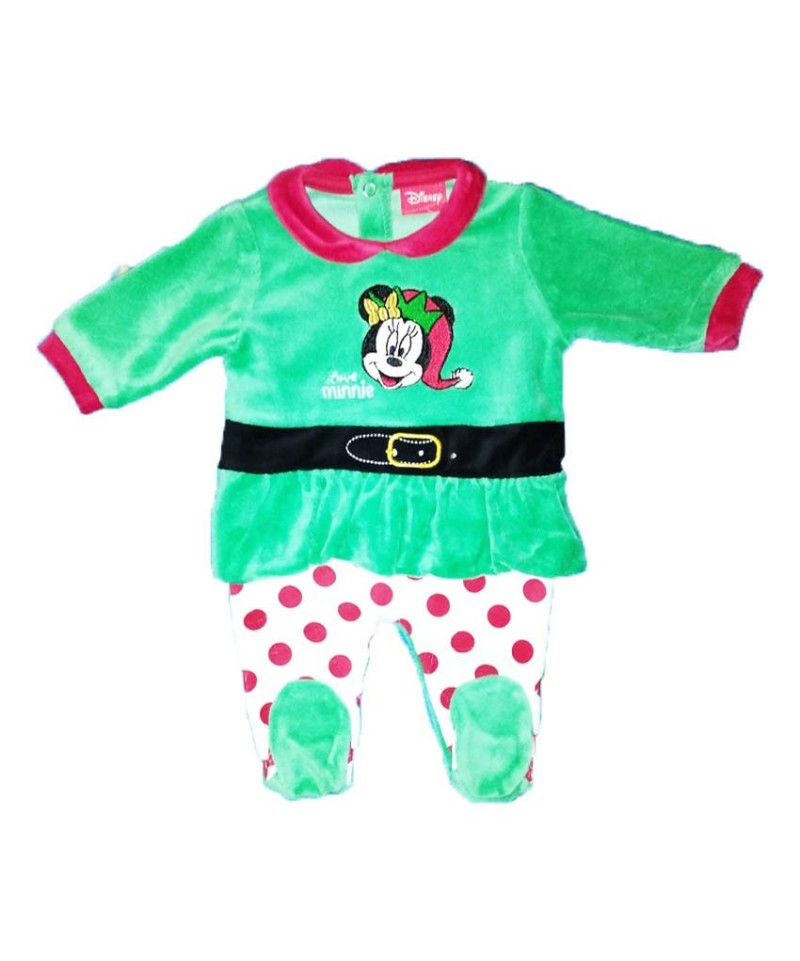 Tutina natale bimba neonato Disney Baby Minnie verde rosso