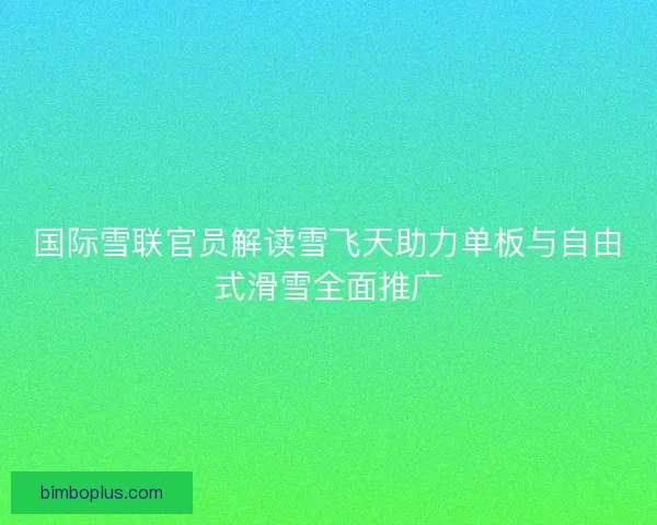 国际雪联官员解读雪飞天助力单板与自由式滑雪全面推广